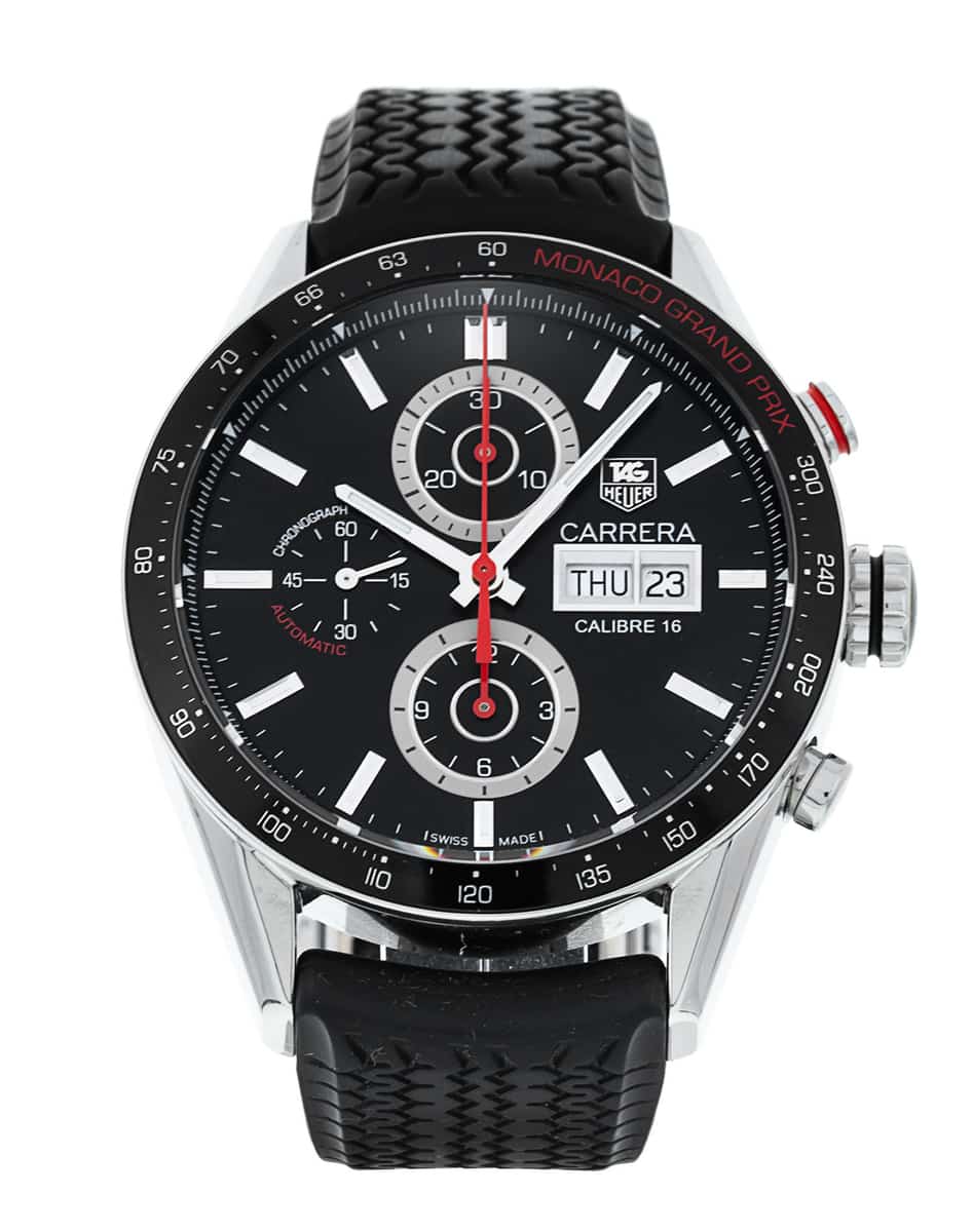 Tag Heuer Carrera Black Baton Dial Rubber Strap